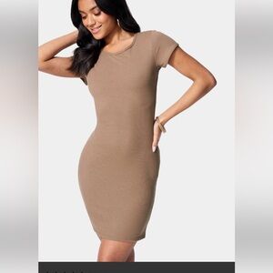 Bebe mocha opened back mini Dress